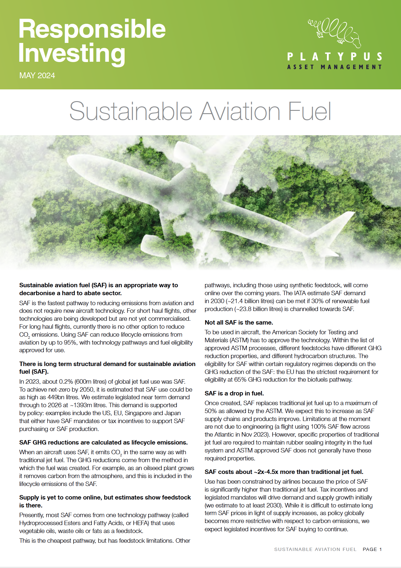 Sustainable Aviation Fuel Analysis: an in-depth article by Peter Brooke.